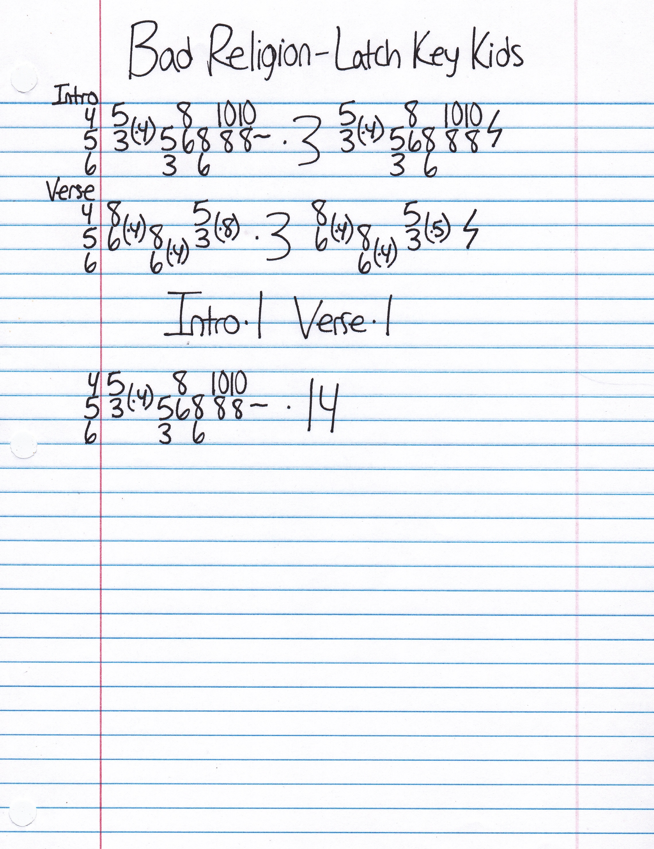 High quality guitar tab for Latch Key Kids by Bad Religion off of the album How Could Hell Be Any Worse?. ***Complete and accurate guitar tab!***